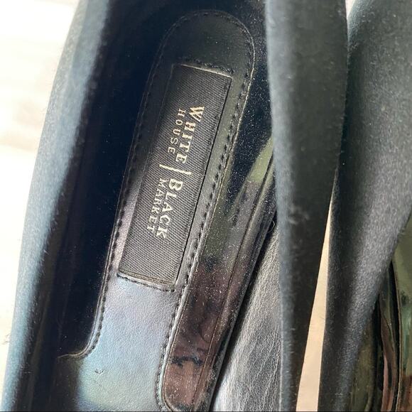 White House Black Market WHBM Jordin Peeptoe Heels Platform Shoe Black Satin 7.5 - Picture 12 of 14